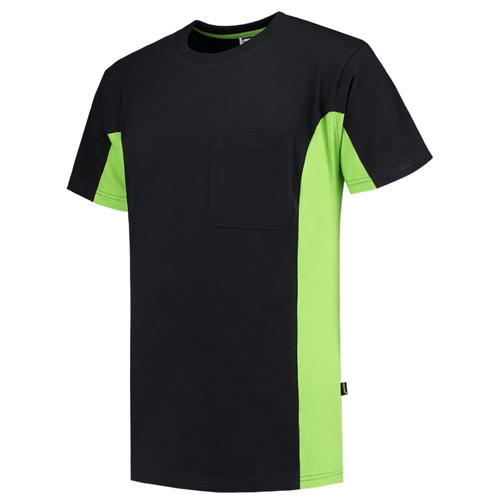 T-Shirt Bicolor Borstzak Tricorp - 102002 ZWART/LIME XXL