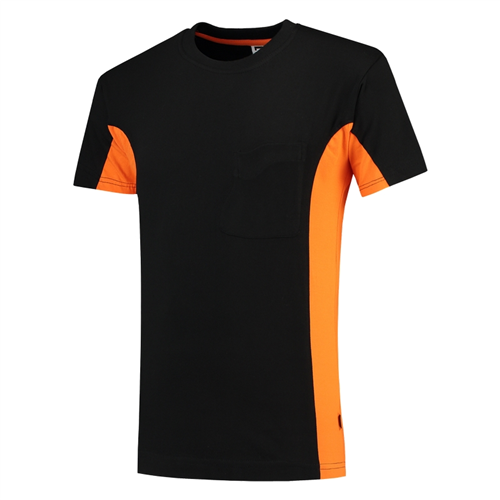T-Shirt Bicolor Borstzak Tricorp - 102002 ZWART/ORANJE L