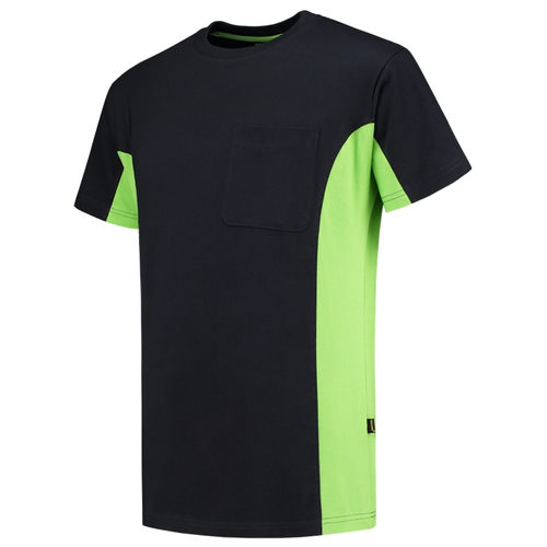 T-Shirt Bicolor Borstzak Tricorp - 102002 NAVY/LIME XXL