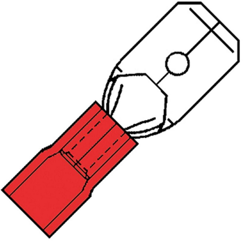 Kabelschoen Vlaksteker Geisoleerd Rood - 6.3X0.8MM  0.5-1.5MM2