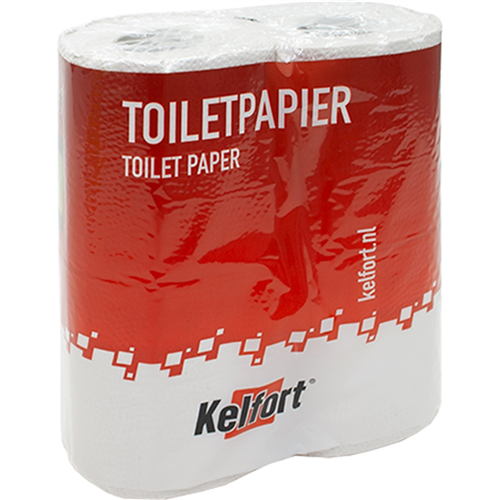 Toiletpapierrol 2-Laags Kelfort - PAK à 4 ROL (à 200 VEL)  WIT
