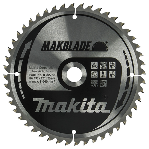 Cirkelzaagblad Hm Makita - 190X2.2X20MM 48T ATB