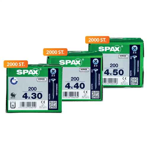 Schroevenpakket Spax Torx - PAKKET = 6000 STUKS