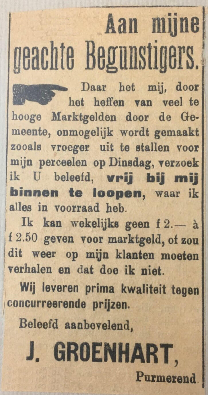 groenhart 100 jaar markt advertentie