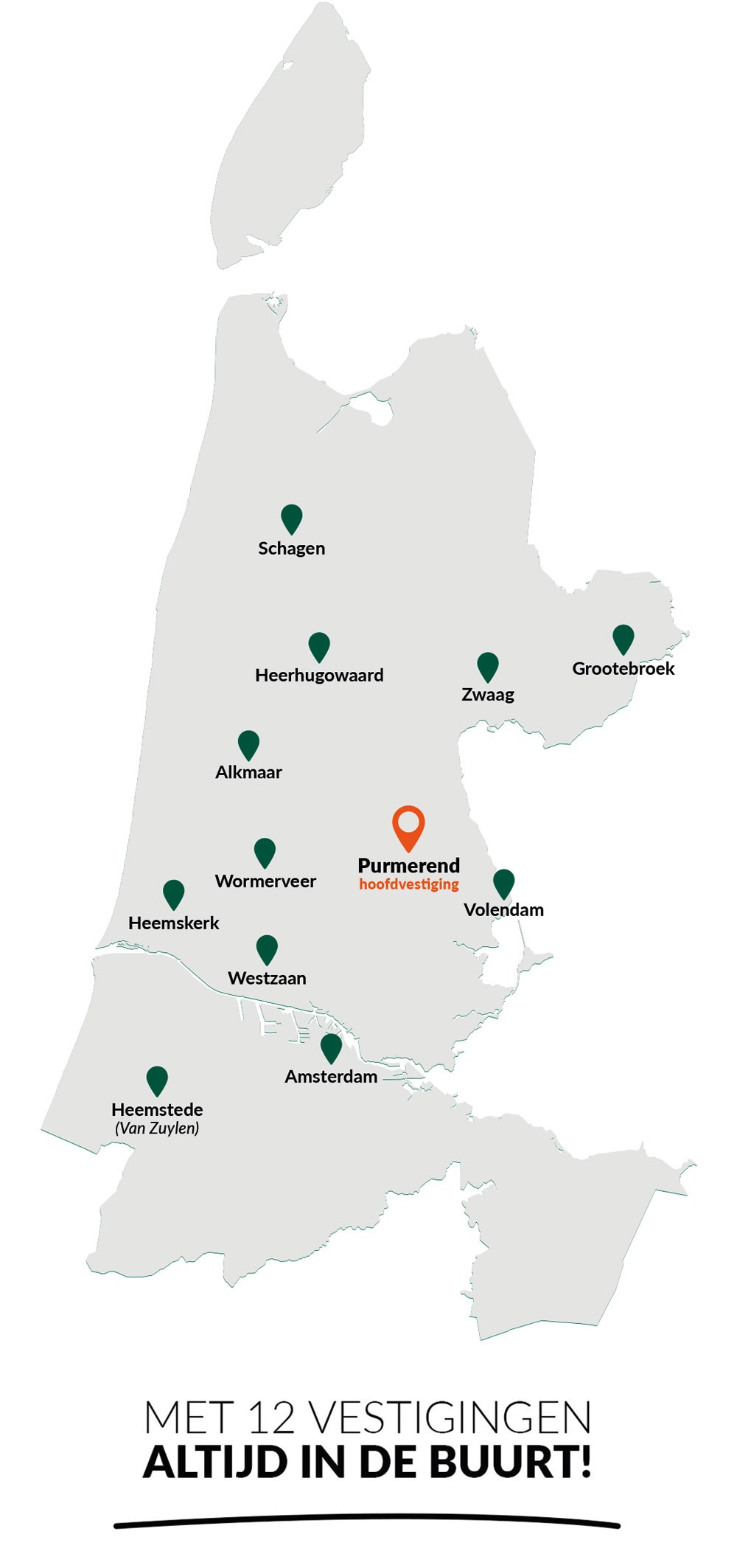 12 vestigingen in Noord-Holland