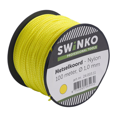 Metselkoord Nylon Gevlochten - 1.0MM 100M GEEL Metselkoord Nylon Gevlochten - 1.0MM 100M GEEL