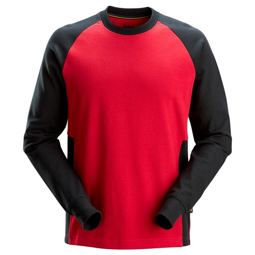 Sweatshirt Tweekleurig Snickers - 2840 CHILI ROOD/ZWART L Sweatshirt Tweekleurig Snickers - 2840 CHILI ROOD/ZWART L
