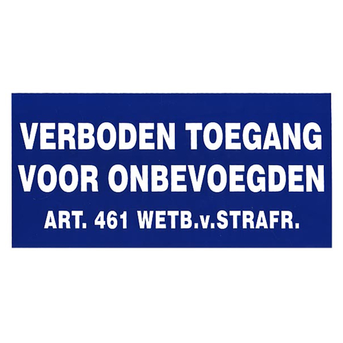 Gebodsbord Polypropyleen Blauw/Wit - 300X150MM Gebodsbord Polypropyleen Blauw/Wit - 300X150MM