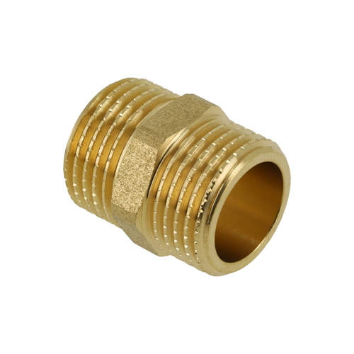 Nippel Dubbel Messing - 1/4'' BU Nippel Dubbel Messing - 1/4'' BU