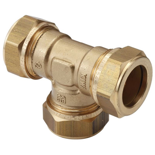 Knel T-Stuk Messing - 22X22X22MM Knel T-Stuk Messing - 22X22X22MM