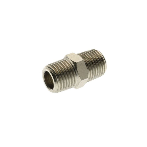 Nippel Dubbel Messing Vernikkeld - 1/4'' BU Nippel Dubbel Messing Vernikkeld - 1/4'' BU