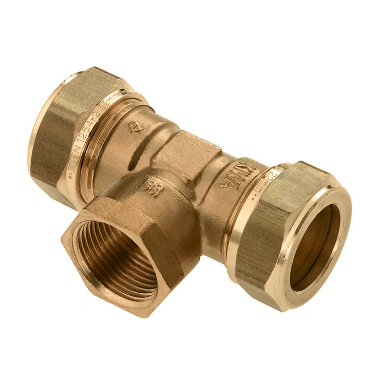 knel verloop t-stuk messing knel verloop t-stuk messing