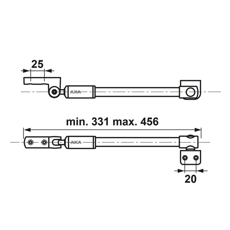 telescoop uitzetter rvs/zwart axa telescoop uitzetter rvs/zwart axa
