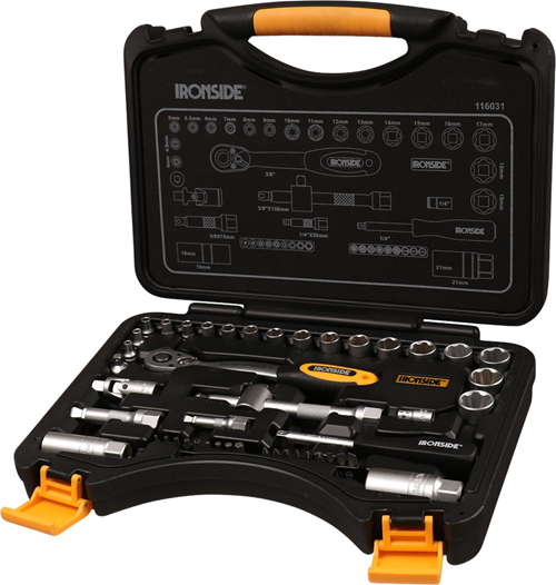 Dopsleutel-/Bitset Ironside - 47-DELIG 1/4'' + 3/8'' Dopsleutel-/Bitset Ironside - 47-DELIG 1/4'' + 3/8''