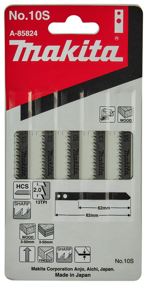 Decoupeerzaagblad Makita For Wood - NO.10S 82MM SET à 5 STUKS Decoupeerzaagblad Makita For Wood - NO.10S 82MM SET à 5 STUKS
