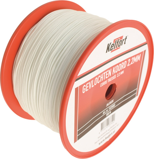 Koord Gevlochten Nylon Kelfort -  4MM 200M WIT Koord Gevlochten Nylon Kelfort -  4MM 200M WIT
