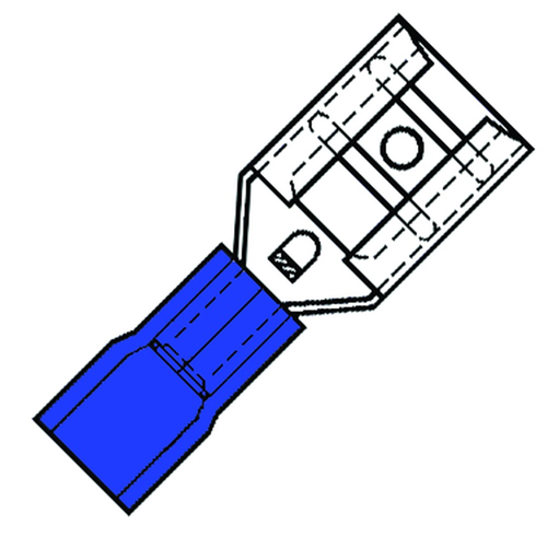 Kabelschoen Vlakstekerhuls Geisol. Blauw - 6.3X0.8MM  1.5-2.5MM2 Kabelschoen Vlakstekerhuls Geisol. Blauw - 6.3X0.8MM  1.5-2.5MM2