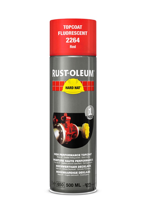 Deklaag Hardhat Rust-Oleum - 2264 500ML FLUOR ROOD Deklaag Hardhat Rust-Oleum - 2264 500ML FLUOR ROOD