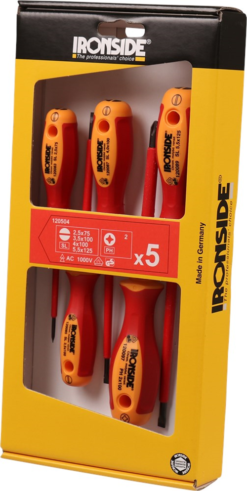 Schroevendraaierset Electricien Ironside - 5-DELIG SL2.5/3.5/4/5.5/PH2 Schroevendraaierset Electricien Ironside - 5-DELIG SL2.5/3.5/4/5.5/PH2