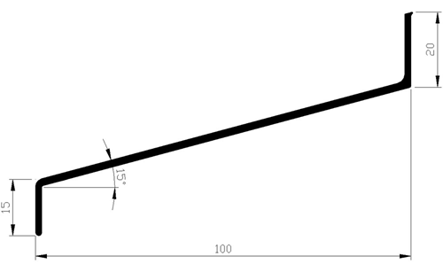Waterslagprofiel Aluminium Brute - 100MM 15° 5M Waterslagprofiel Aluminium Brute - 100MM 15° 5M