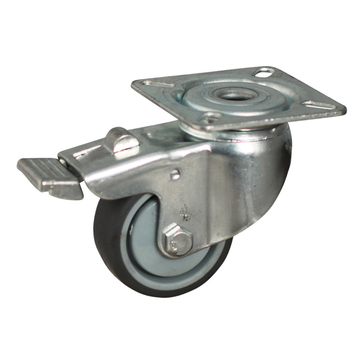 zwenkwiel grijs rubber met rem zwenkwiel grijs rubber met rem