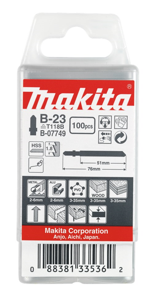 Decoupeerzaagblad Makita Multimaterial - B-23 T118B 76MM SET à 100 STUKS Decoupeerzaagblad Makita Multimaterial - B-23 T118B 76MM SET à 100 STUKS