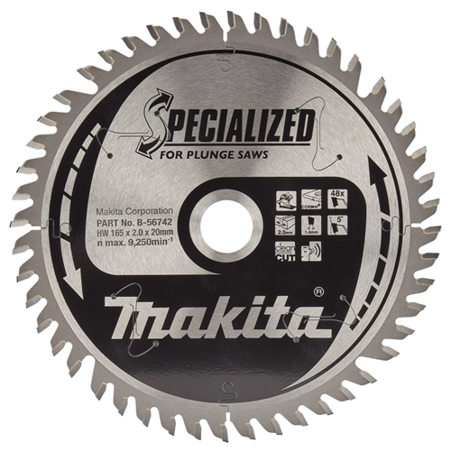 Cirkelzaagblad Hm Makita - 165X2.0X20MM 48T TCG Cirkelzaagblad Hm Makita - 165X2.0X20MM 48T TCG