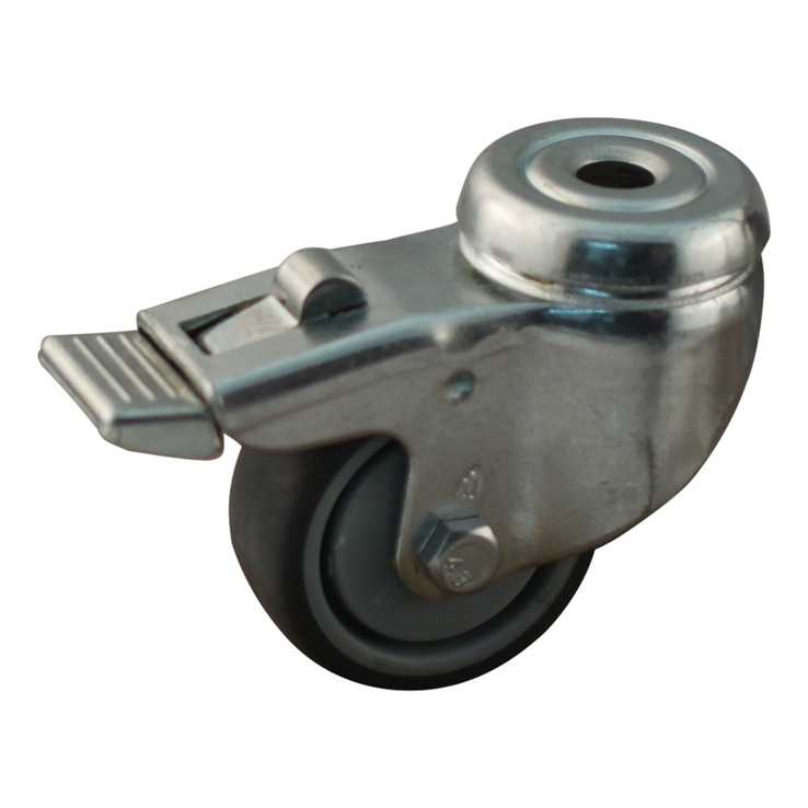 zwenkwiel grijs rubber met gat en rem zwenkwiel grijs rubber met gat en rem