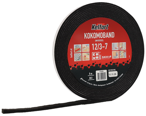 Kokomoband Universeel Zwart Kelfort - 12/3-7MM 1X8.0M KOMO Kokomoband Universeel Zwart Kelfort - 12/3-7MM 1X8.0M KOMO