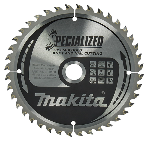 Cirkelzaagblad Hm Makita - 165X2.0X20MM 40T ATB Cirkelzaagblad Hm Makita - 165X2.0X20MM 40T ATB