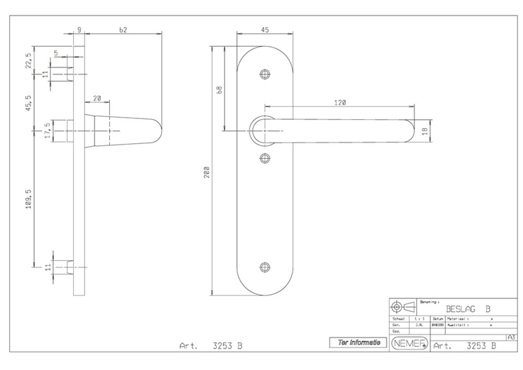 deurkrukgarnituur aluminium f1 nemef deurkrukgarnituur aluminium f1 nemef