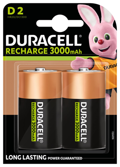 Batterijen Oplaadbaar Staaf Duracell - D HR20 1.2V SET à 2 STUKS Batterijen Oplaadbaar Staaf Duracell - D HR20 1.2V SET à 2 STUKS