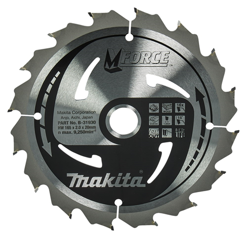 Cirkelzaagblad Hm Makita - 165X2.0X20MM 16T M-FORCE Cirkelzaagblad Hm Makita - 165X2.0X20MM 16T M-FORCE
