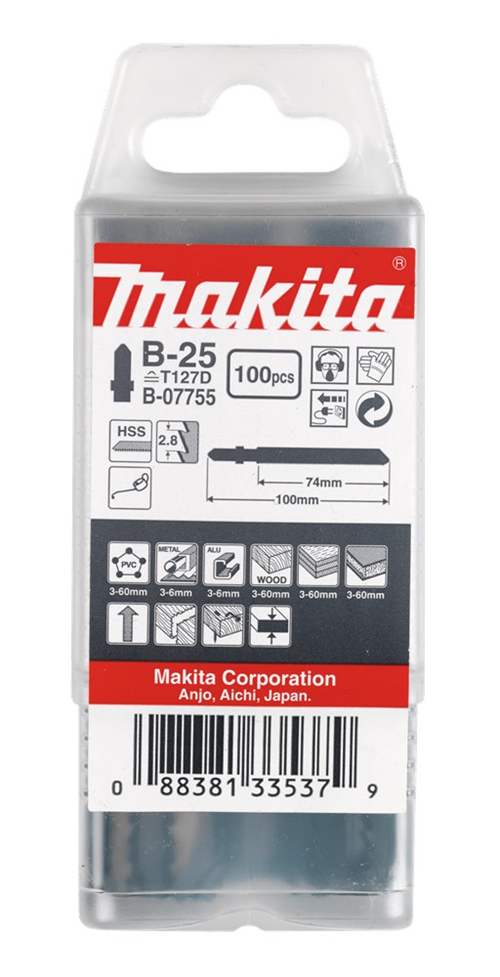 Decoupeerzaagblad Makita Multimaterial - B-25 T127D 100MM SET à 100 STUKS Decoupeerzaagblad Makita Multimaterial - B-25 T127D 100MM SET à 100 STUKS