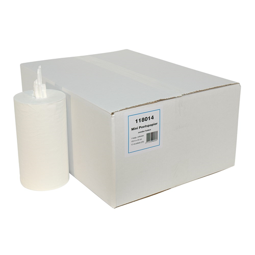Poetspapier 1-Laags Euro Mini - 220MM X 120M WIT Poetspapier 1-Laags Euro Mini - 220MM X 120M WIT