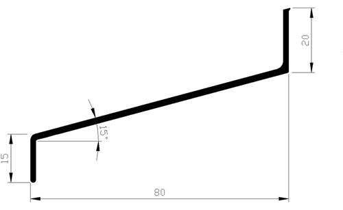 Waterslagprofiel Aluminium Brute -  80MM 15° 5M Waterslagprofiel Aluminium Brute -  80MM 15° 5M