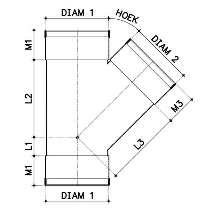 T-stuk pvc grijs rwa T-stuk pvc grijs rwa