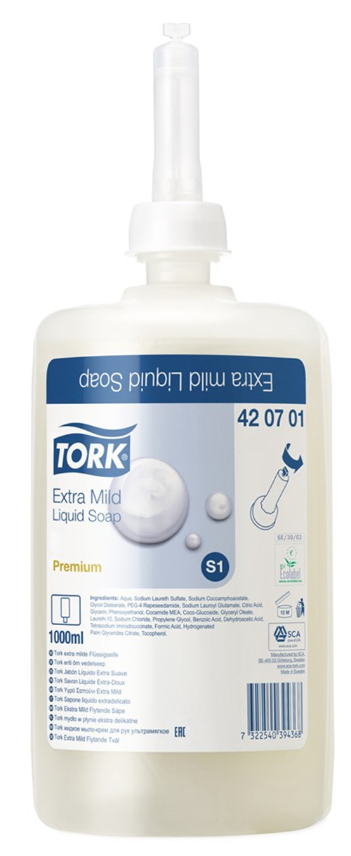 Vloeibare Zeep Extra Mild Tork - S1 PREMIUM 1L Vloeibare Zeep Extra Mild Tork - S1 PREMIUM 1L