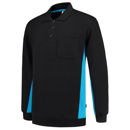 Polosweater Bicolor Borstzak Tricorp - 302001 ZWART/TURQUOISE S Polosweater Bicolor Borstzak Tricorp - 302001 ZWART/TURQUOISE S