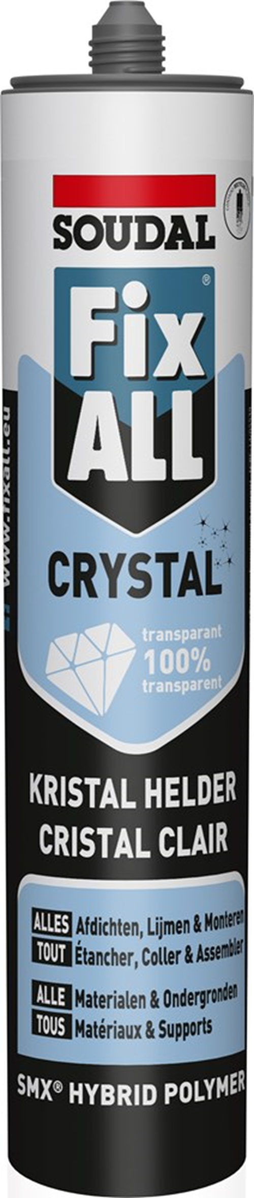 Lijm-Afdichtkit Soudal - FIX ALL CRYSTAL 290ML TRANSP. Lijm-Afdichtkit Soudal - FIX ALL CRYSTAL 290ML TRANSP.