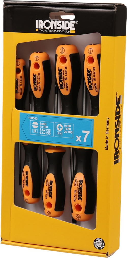 Schroevendraaierset Ironside - 7-DELIG 4XSLEUF/PH0/PH1/PH2 Schroevendraaierset Ironside - 7-DELIG 4XSLEUF/PH0/PH1/PH2
