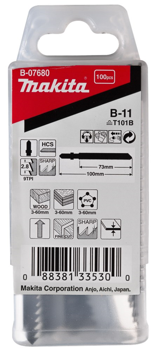 Decoupeerzaagblad Makita For Wood - B-11 T101B 100MM SET à 100 STUKS Decoupeerzaagblad Makita For Wood - B-11 T101B 100MM SET à 100 STUKS