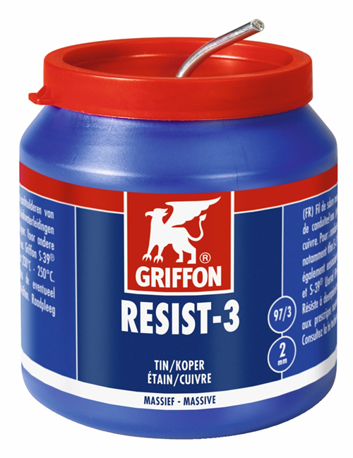 Draadsoldeertin Zachtsoldeer Griffon - RESIST-3 T/K 97/3 Ø2MM 500G Draadsoldeertin Zachtsoldeer Griffon - RESIST-3 T/K 97/3 Ø2MM 500G