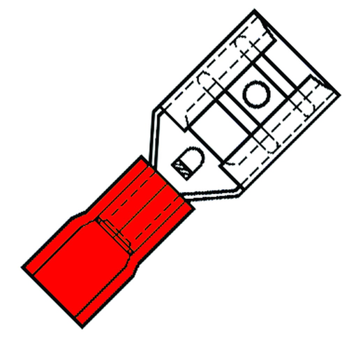 Kabelschoen Vlakstekerhuls Geisol. Rood - 6.3X0.8MM  0.5-1.5MM2 Kabelschoen Vlakstekerhuls Geisol. Rood - 6.3X0.8MM  0.5-1.5MM2