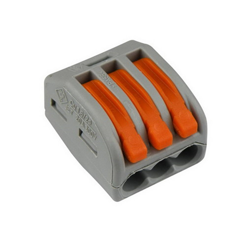 Lasklem 3-Voudig Grijs/Oranje Wago - 222-413  0.2-4MM2 Lasklem 3-Voudig Grijs/Oranje Wago - 222-413  0.2-4MM2