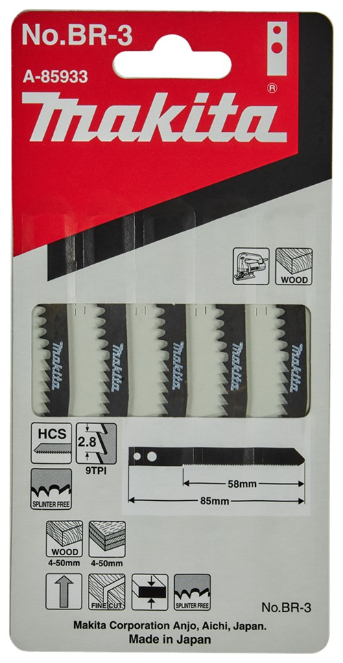 Decoupeerzaagblad Makita For Wood - BR-3 85MM SET à 5 STUKS Decoupeerzaagblad Makita For Wood - BR-3 85MM SET à 5 STUKS