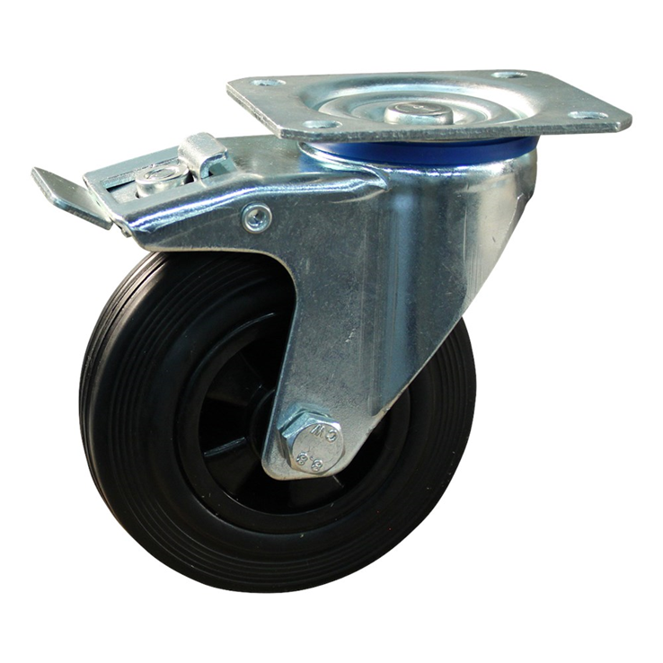 zwenkwiel zwart rubber met rem zwenkwiel zwart rubber met rem