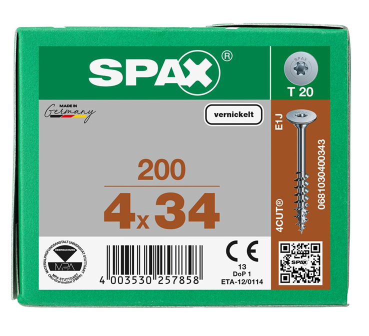 corpusschroef vernikkeld spax corpusschroef vernikkeld spax