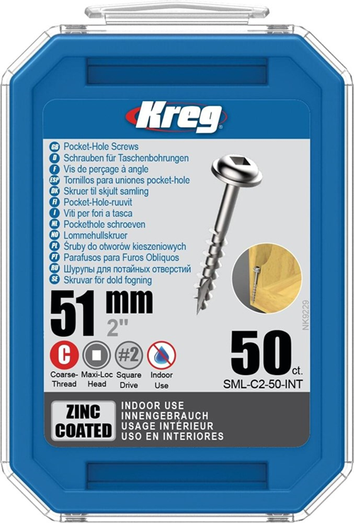 Pockethole Schroef Verzinkt Kreg - 51MM MAXI-LOC SQDR2 Pockethole Schroef Verzinkt Kreg - 51MM MAXI-LOC SQDR2
