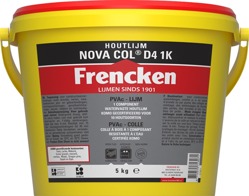 Houtlijm Watervast Frencken - NOVA COL D4 1K 5KG Houtlijm Watervast Frencken - NOVA COL D4 1K 5KG